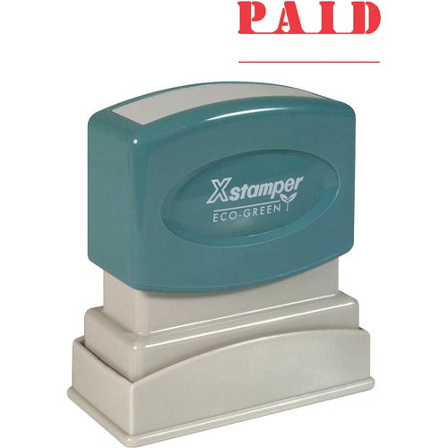 Shachihata Inc  "Paid" Ink Stamp, 1/2"x1-5/8", Red Ink