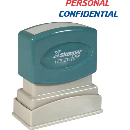 Shachihata Inc  "Personal/Confidential" Ink Stamp, 1/2"x1-5/8", Blue/Red Ink