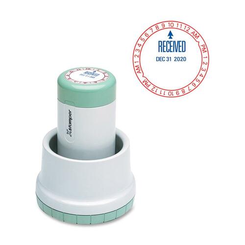 Shachihata Inc  Rotary Stamp, Time Received, 1-3/4" Diameter, Red/Blue