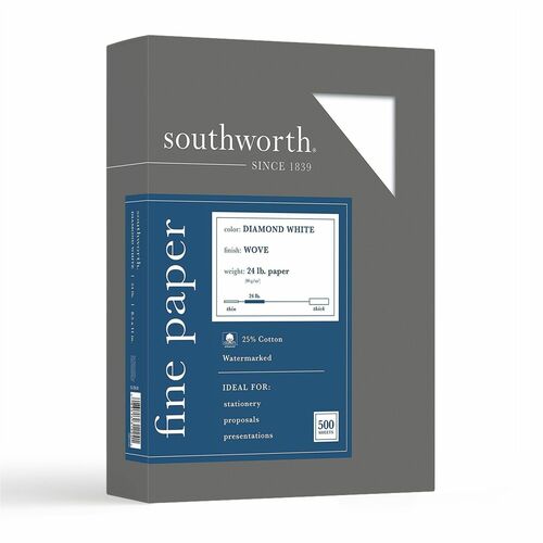 Southworth  Business Paper, 24 lb., 8-1/2"x11", 500/BX, White