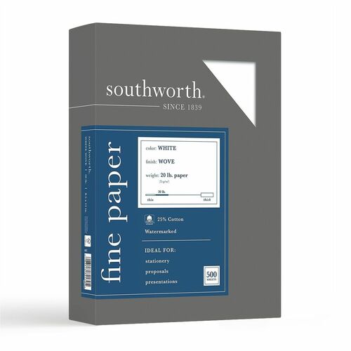 Southworth  Fine Business Paper, 20 lb., 8-1/2"x11", 500/BX, White