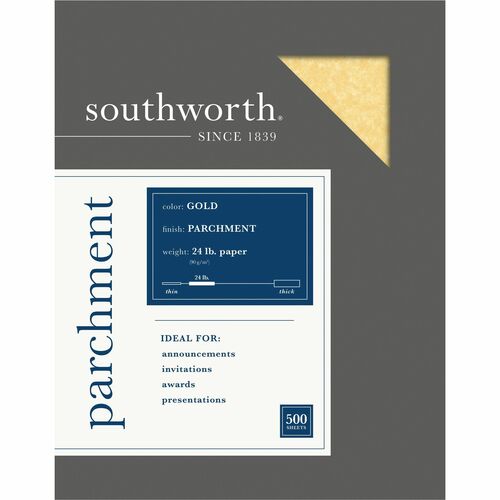 Southworth  Fine Parchment Paper, 24Lb, 8-1/2"x11", 500/BX, Gold