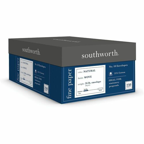 Southworth  Fine Business Envelopes, 24lb, No 10, 250/BX, Natural