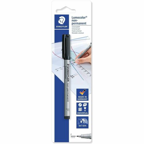 Staedtler  Markers, Erasable on Film, Fine Point, 10/BX, Black