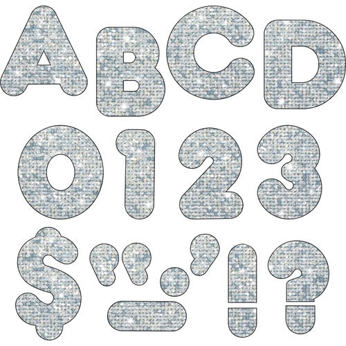 Trend Enterprises  Casual Style 4" Sparkle Letters, Silver