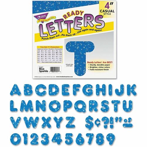 Trend Enterprises  Casual Style 4" Sparkle Letters, Blue