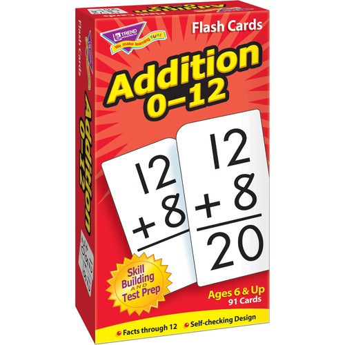 Trend Enterprises  Math Flash Cards, Addition, 0 To 12, 3"x5-7/8"