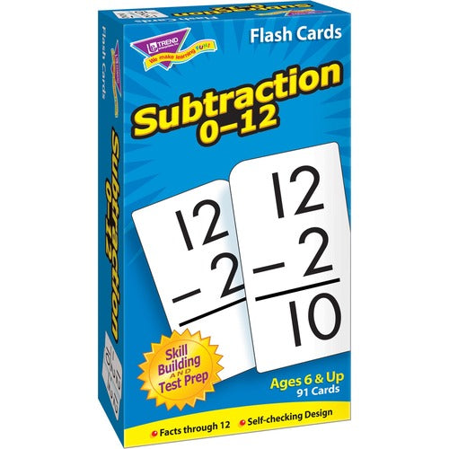 Trend Enterprises  Math Flash Cards, Subtraction, 0 To 12, 3"x5-7/8"