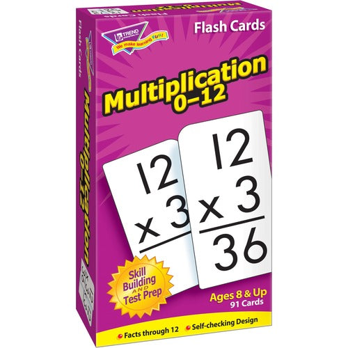 Trend Enterprises  Math Flash Cards, Multiplication, 0 To 12, 3"x5-7/8"
