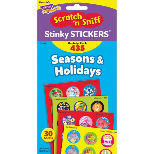 Trend Enterprises  Seasons/Holidays Stinky Stickers,Round,Acid-free,435/PK