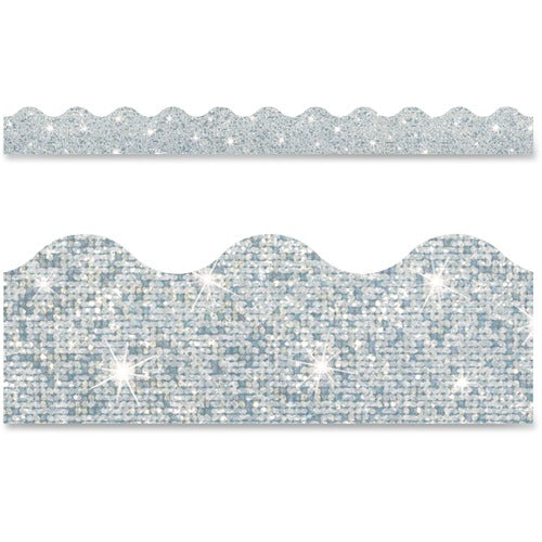 Trend Enterprises  Sparkle Trimmers, 2-1/4"x32-1/2', Silver Sparkle
