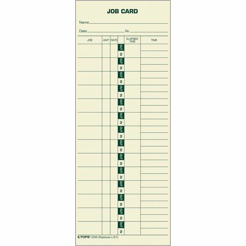 Tops  Time Cards,Used For Accurate Job Costing,500/BX,3-1/2"x9"