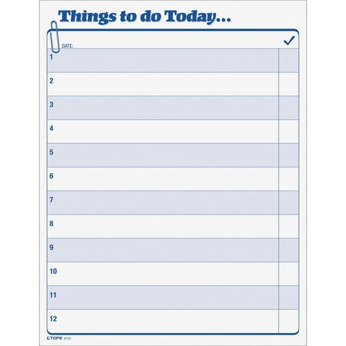Tops  "Things To Do Today" Pad,8-1/2"x11",100/SHT,WE/BE Print
