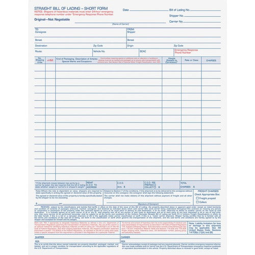 Tops  Bill Of Lading Snap Off, 4-Pt,50 Sets/PK,8-1/2"x11-7/16"