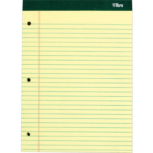 Tops  Notepads,3HP,Wide Rule,100 Shts,8-1/2"x11-3/4",6/PK,Canary