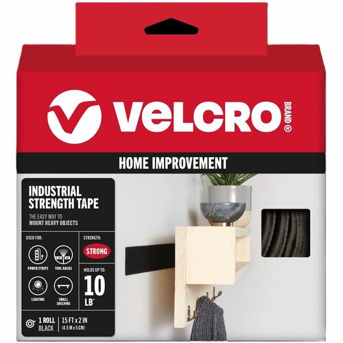 Velcro Industries  Industrial Strength Tape,Hook and Loop,Waterproof,2"x15',BK