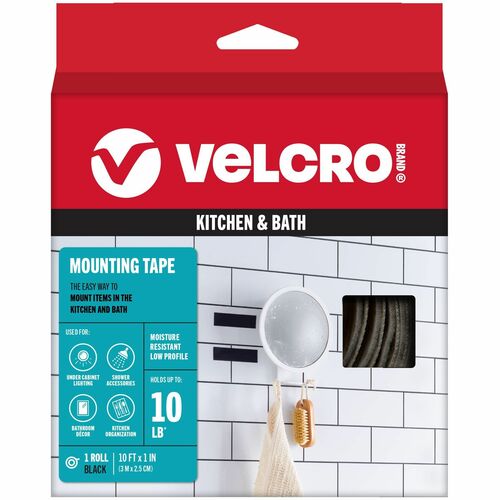 Velcro Industries  Fastener Tape, Hook/Loop,Water-Resistant 1"x10', Black