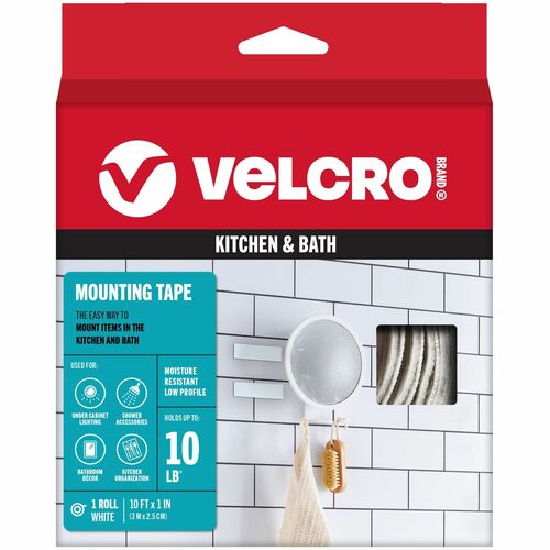 Velcro Industries  Fastener Tape, Hook/Loop,Water-Resistant,1"x10', White