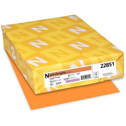 Wausau Papers  Cardstock, 65 lb, 8-1/2"x11", 250/PK, Cosmic Orange