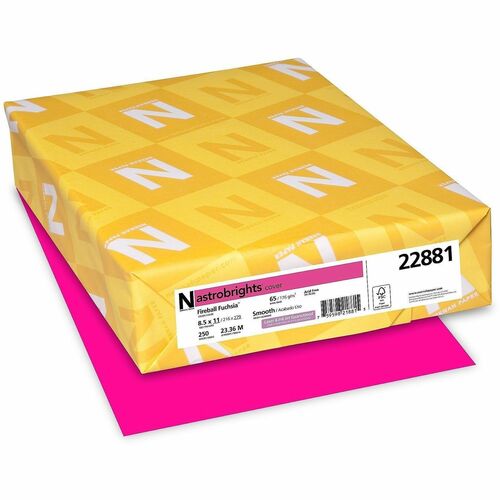 Wausau Papers  Cardstock, 65 lb, 8-1/2"x11", 250/PK, Fireball Fuchsia