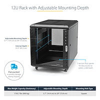 StarTech.com RK1236BKF rack cabinet 12U Freestanding rack Black