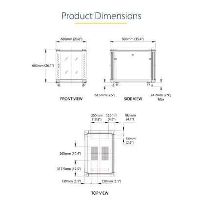StarTech.com RK1236BKF rack cabinet 12U Freestanding rack Black