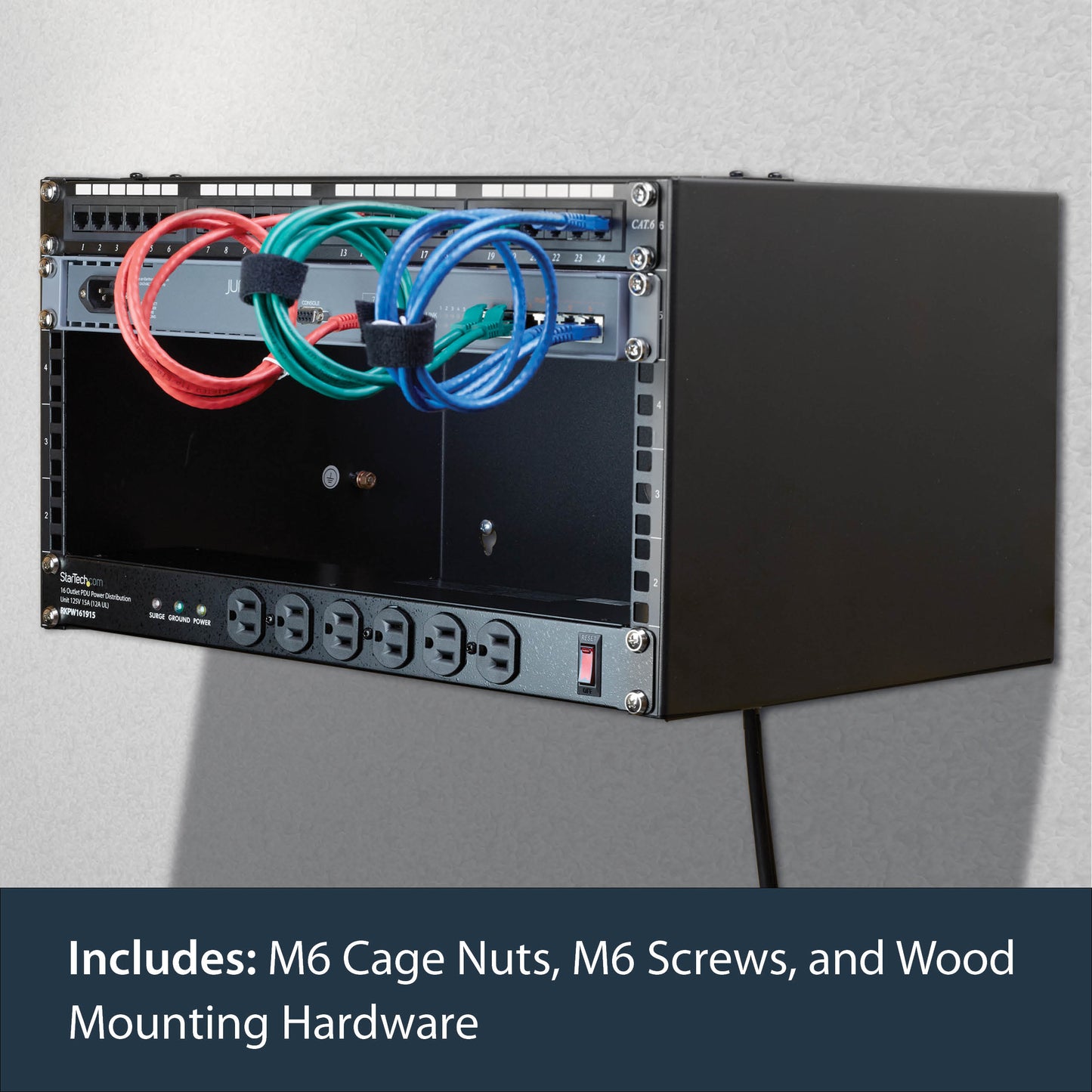 StarTech.com WALLMOUNT6 rack cabinet 6U Wall mounted rack Black
