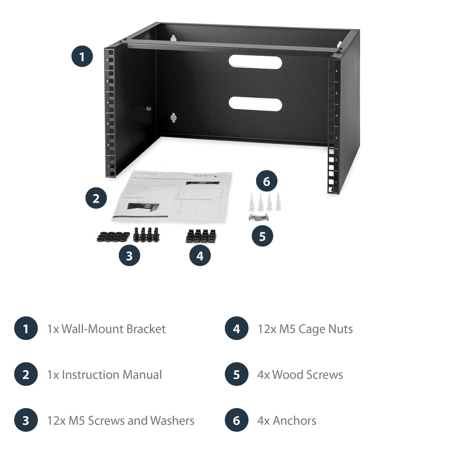 StarTech.com WALLMOUNT6 rack cabinet 6U Wall mounted rack Black
