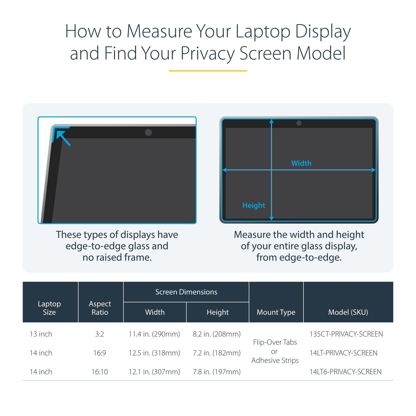 StarTech.com 135CT-PRIVACY-SCREEN display privacy filters 13.5" Laptop Frameless display privacy filter