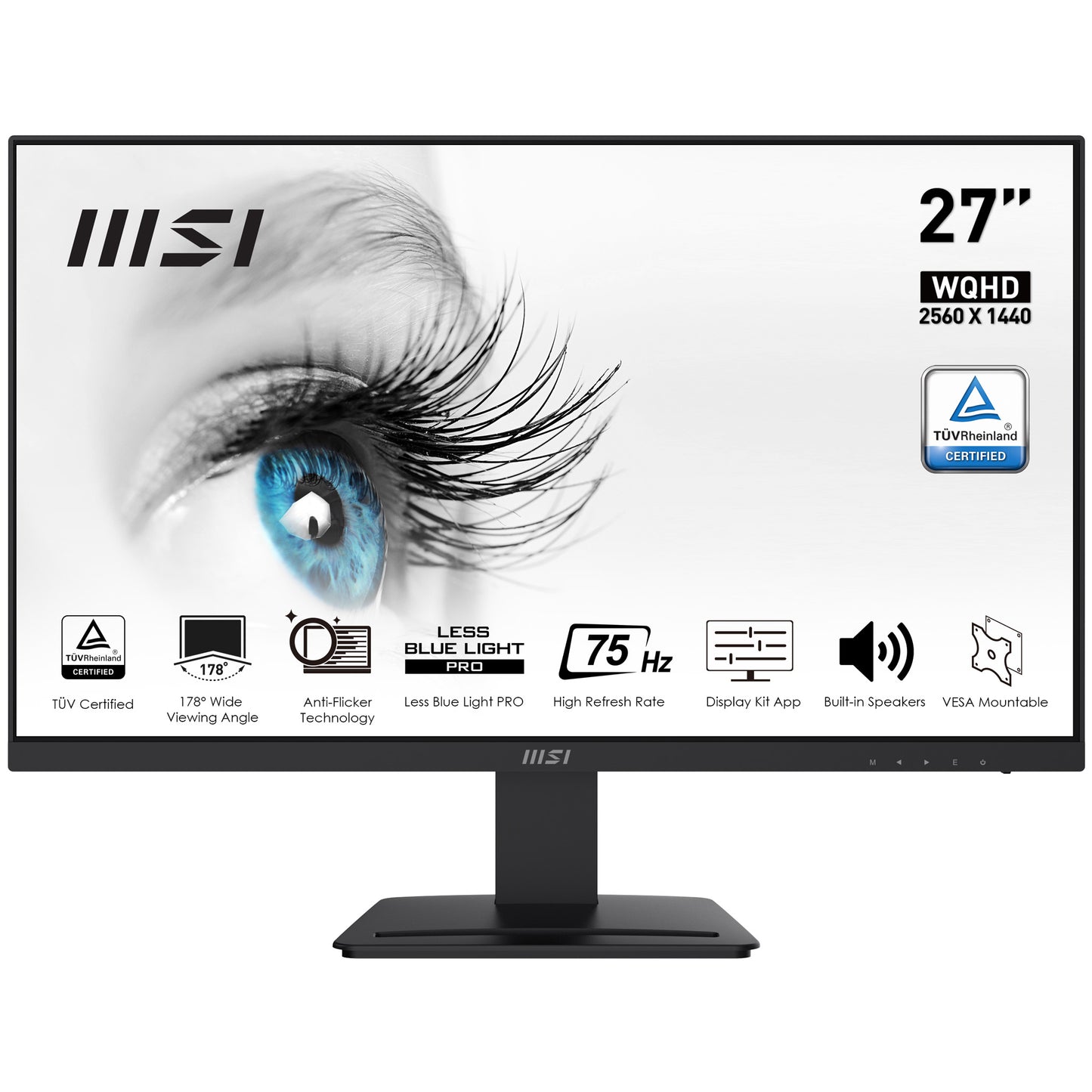 MSI Pro MP273QV computer monitor 27" 2560 x 1440 pixels Wide Quad HD LED Black