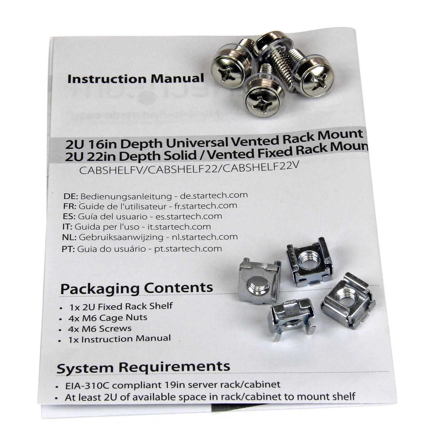 StarTech.com CABSHELF22 rack accessory Shelf