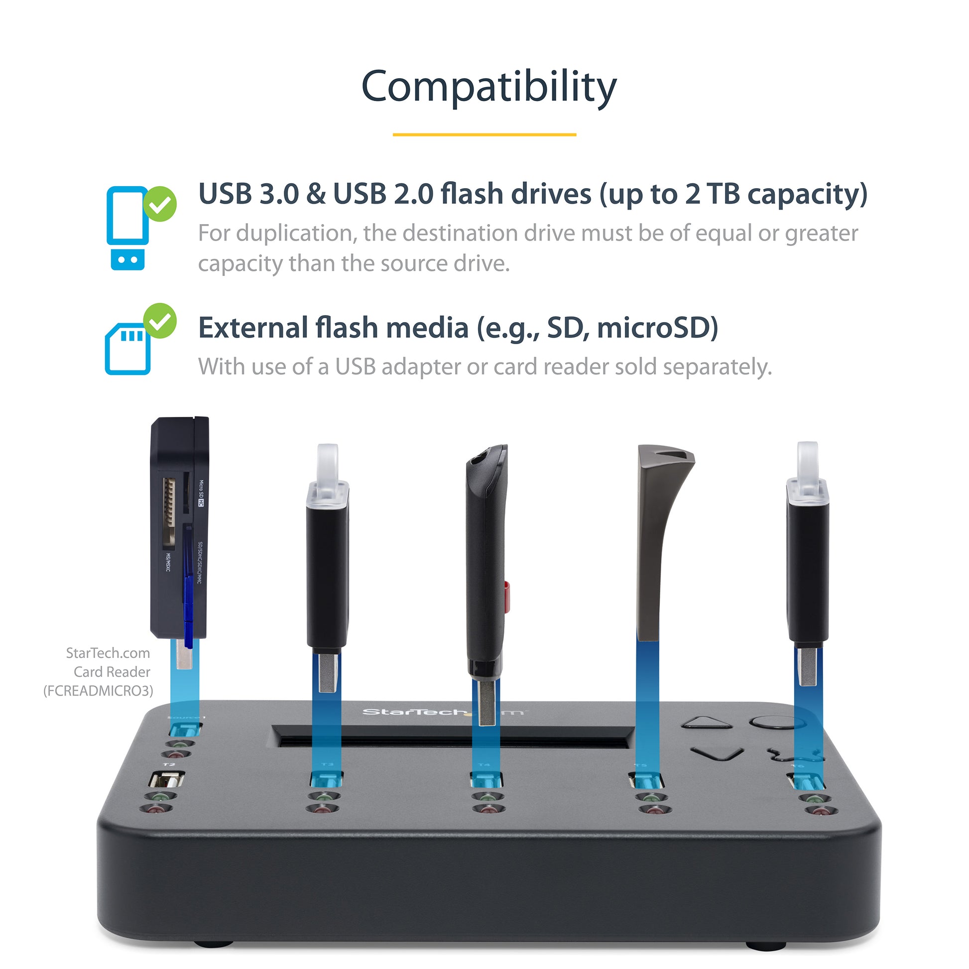 StarTech.com USBDUP15 media duplicator USB flash drive duplicator Black 5 copies