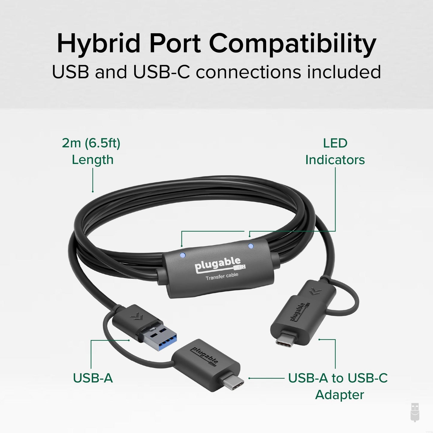 Plugable Technologies USBC-TRAN USB cable USB 3.2 Gen 1 (3.1 Gen 1) 78.7" (2 m) USB A Black