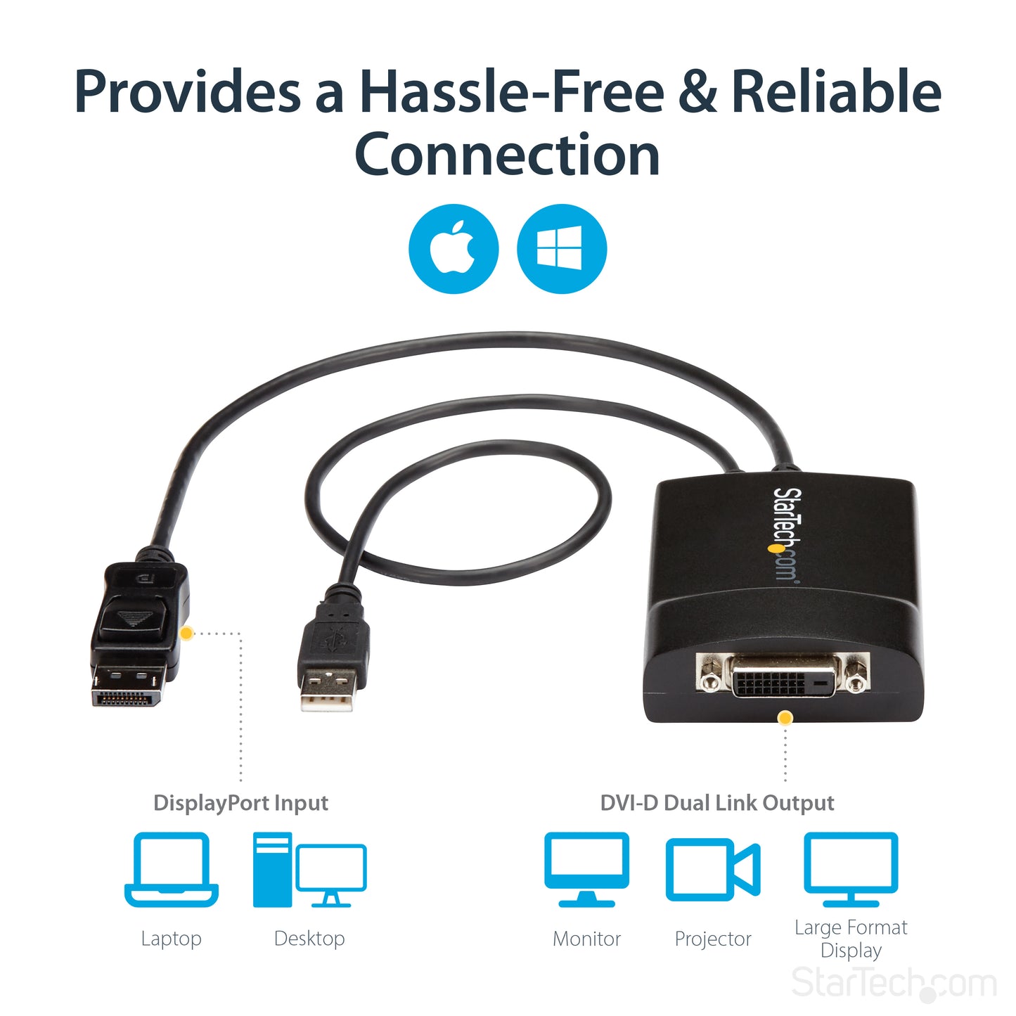 StarTech.com DP2DVID2 video cable adapter 14.6" (0.37 m) DisplayPort DVI-D Black