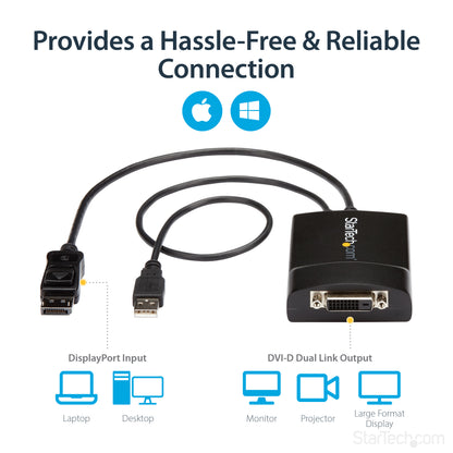 StarTech.com DP2DVID2 video cable adapter 14.6" (0.37 m) DisplayPort DVI-D Black