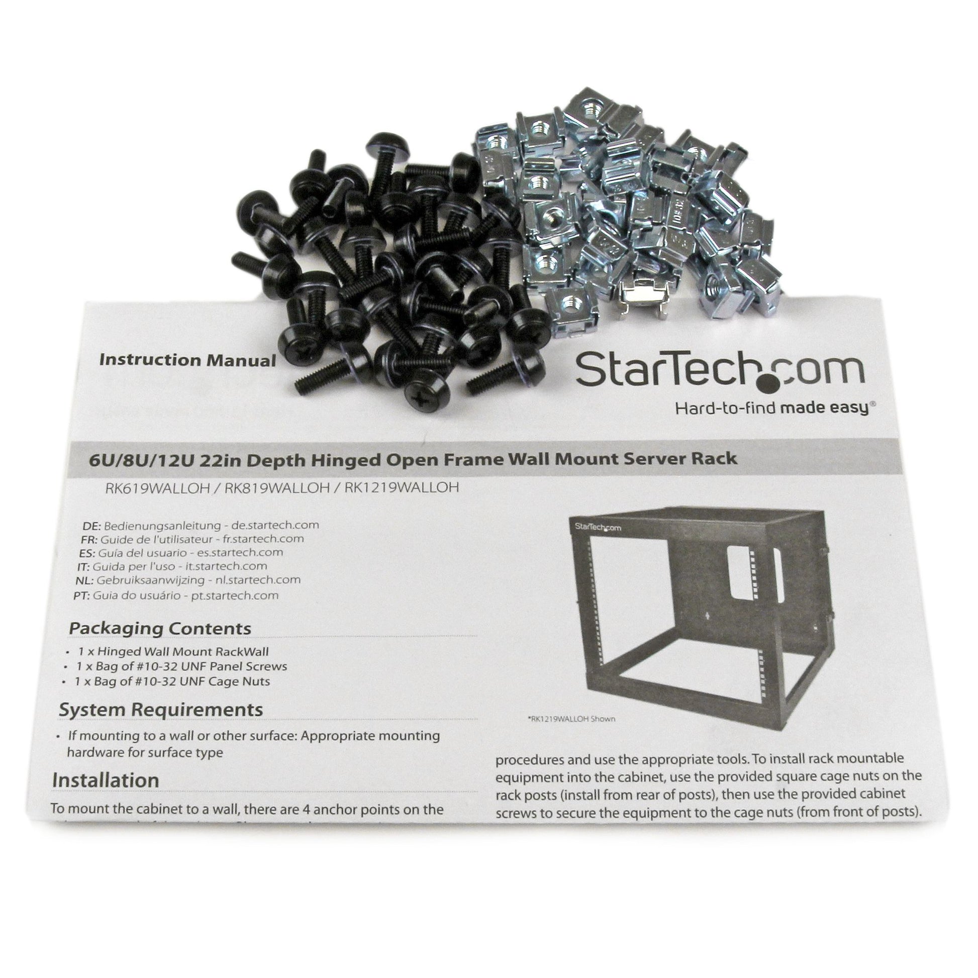 StarTech.com RK1219WALLOH rack cabinet 12U Wall mounted rack Black
