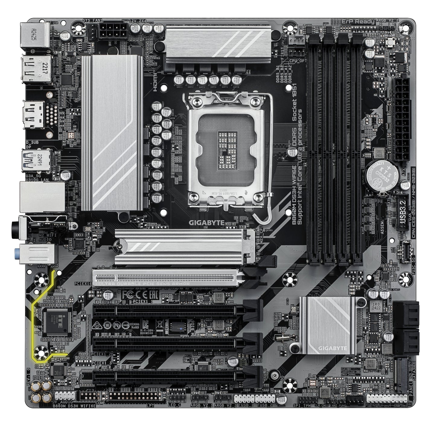 GIGABYTE B860M DS3H WIFI6E motherboard Intel B860 LGA 1851 (Socket V1) micro ATX