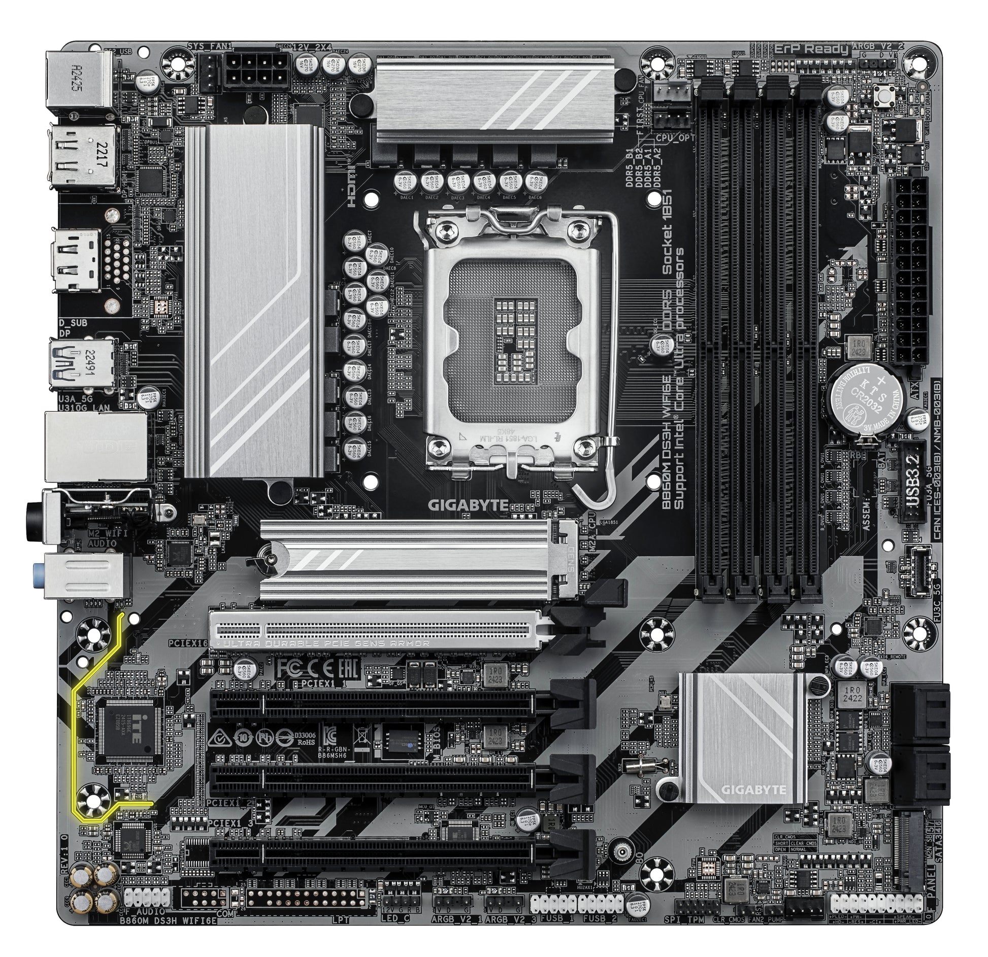 GIGABYTE B860M DS3H WIFI6E motherboard Intel B860 LGA 1851 (Socket V1) micro ATX