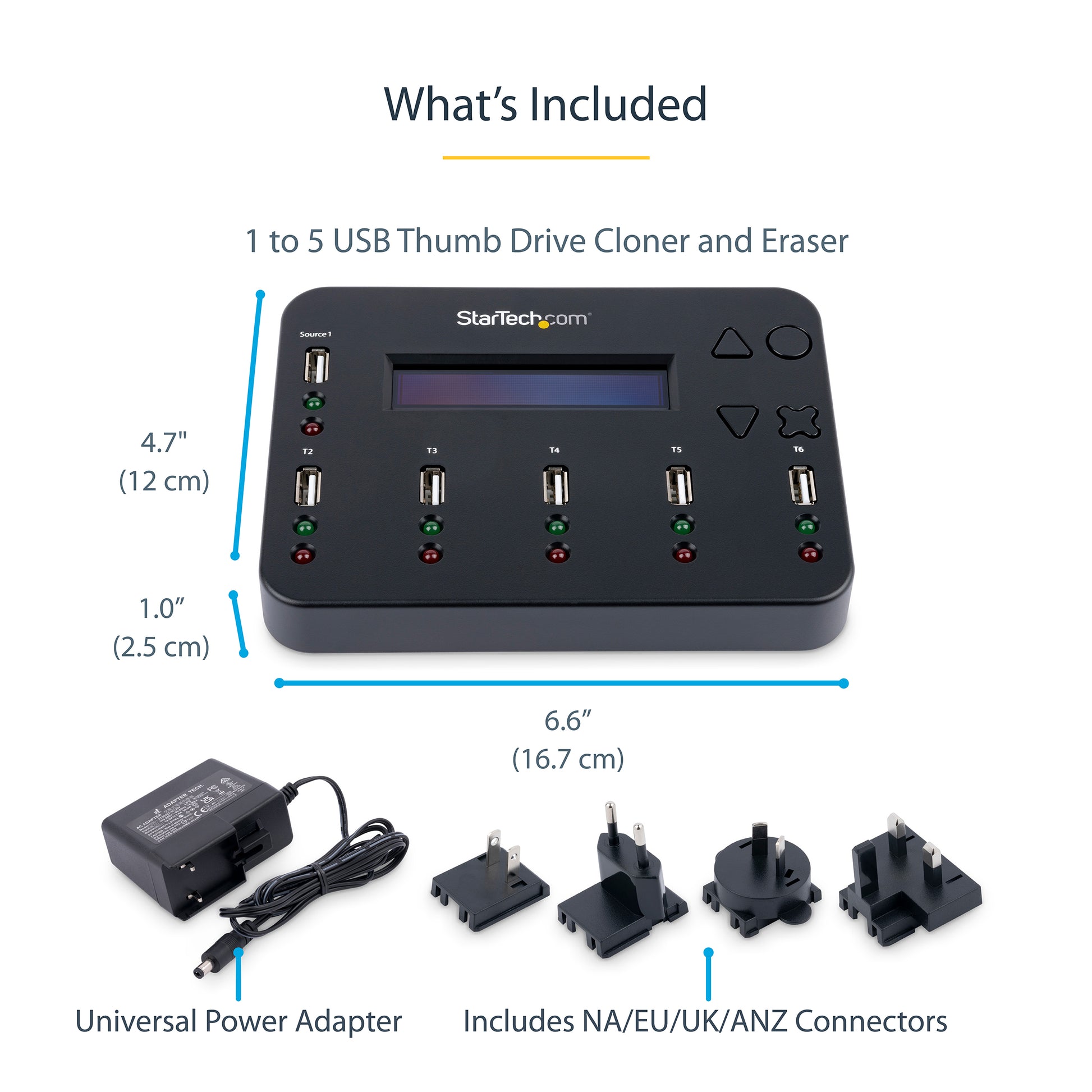 StarTech.com USBDUP15 media duplicator USB flash drive duplicator Black 5 copies