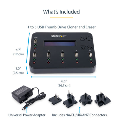 StarTech.com USBDUP15 media duplicator USB flash drive duplicator Black 5 copies