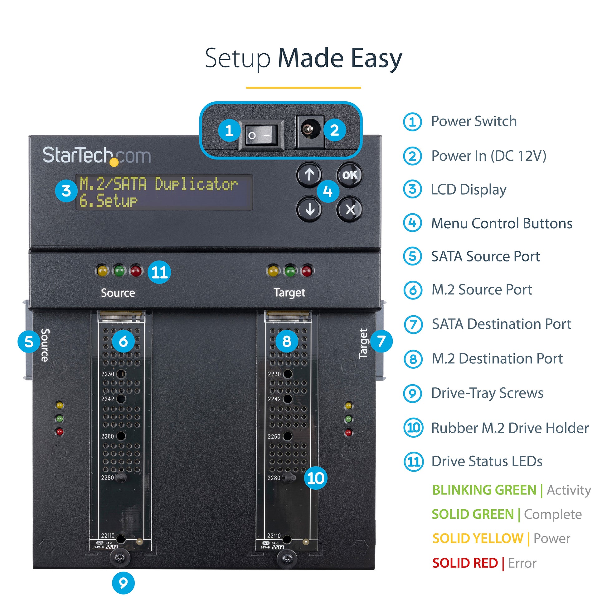 StarTech.com SM2DUPE11 media duplicator HDD/SSD duplicator Black 1 copies