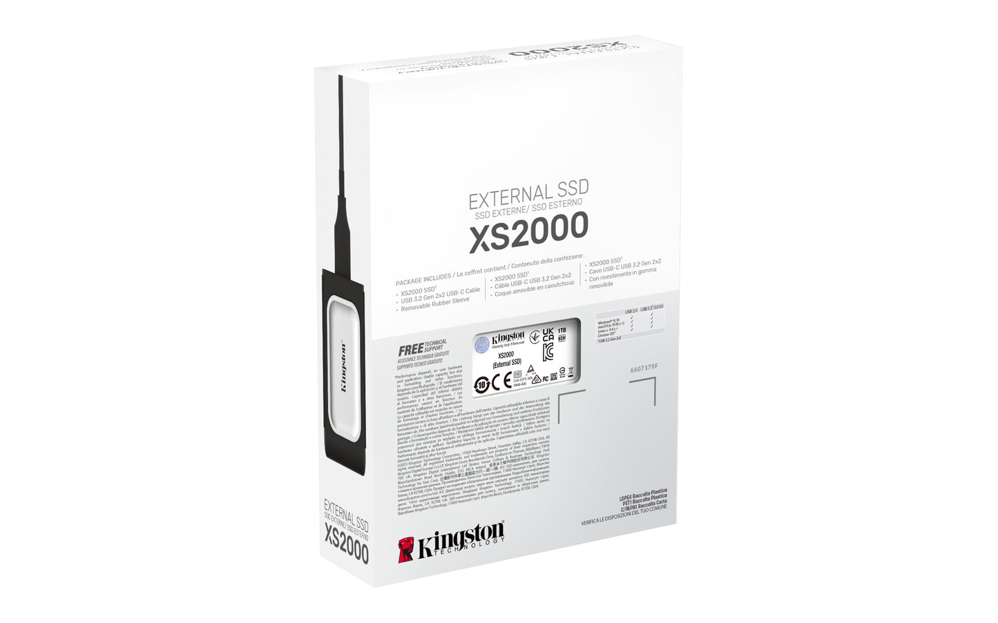 Kingston Technology XS2000 1 TB USB Type-C 3.2 Gen 2 (3.1 Gen 2) Black, Silver