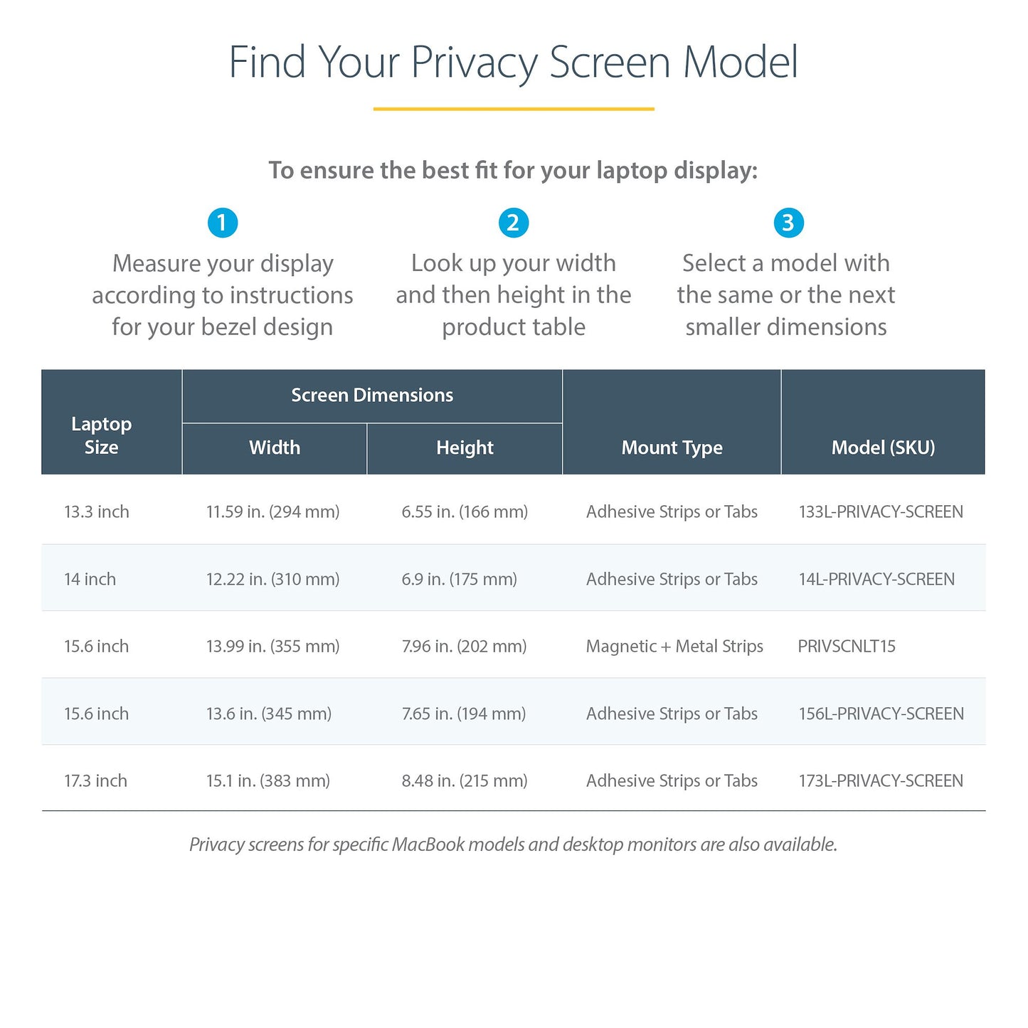 StarTech.com 156L-PRIVACY-SCREEN display privacy filters 15.6" Laptop Frameless display privacy filter