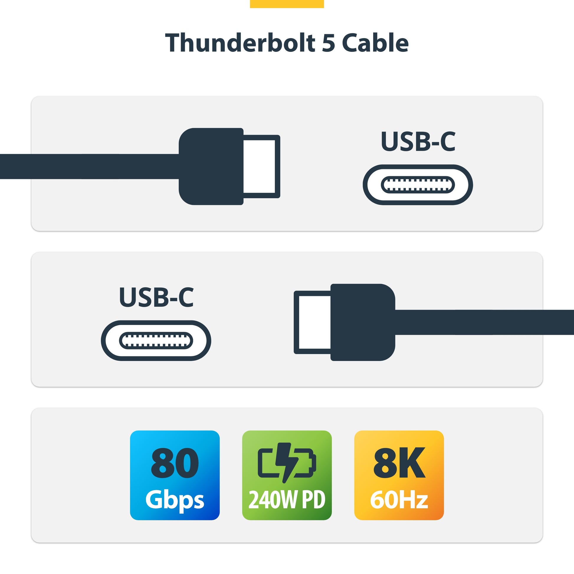 StarTech.com TBLT5MM80CM240W Thunderbolt cable 31.5" (0.8 m) 80 Gbit/s Black