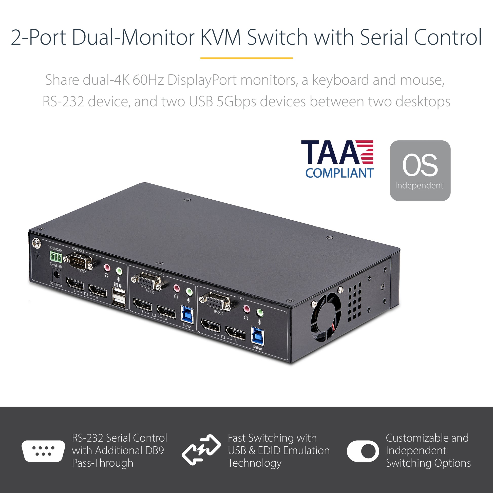 StarTech.com P2DD46A22-KVM-SWITCH KVM switch Black