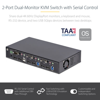 StarTech.com P2DD46A22-KVM-SWITCH KVM switch Black