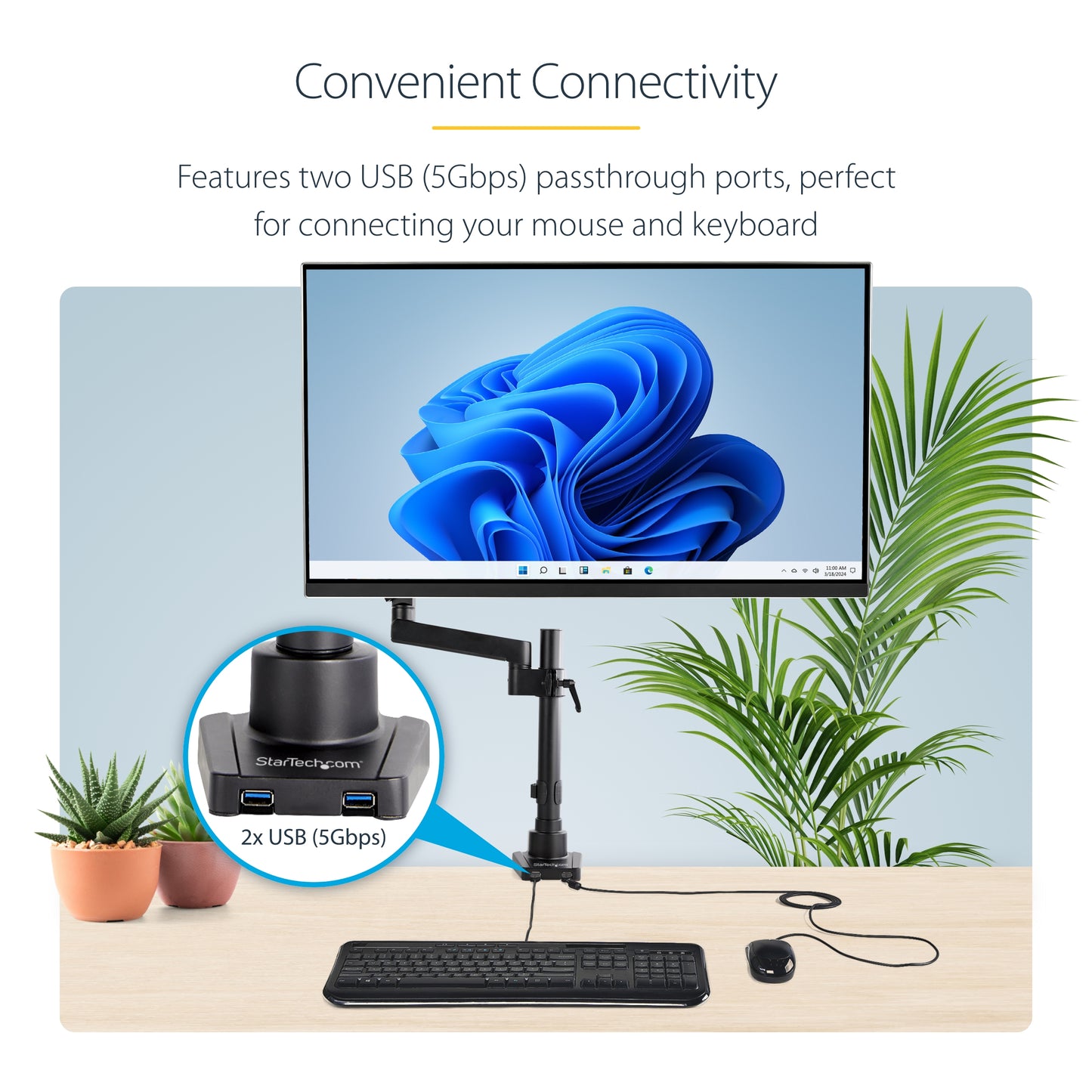 StarTech.com ARMPIVOT2USB3 monitor mount / stand 34" Desk Black