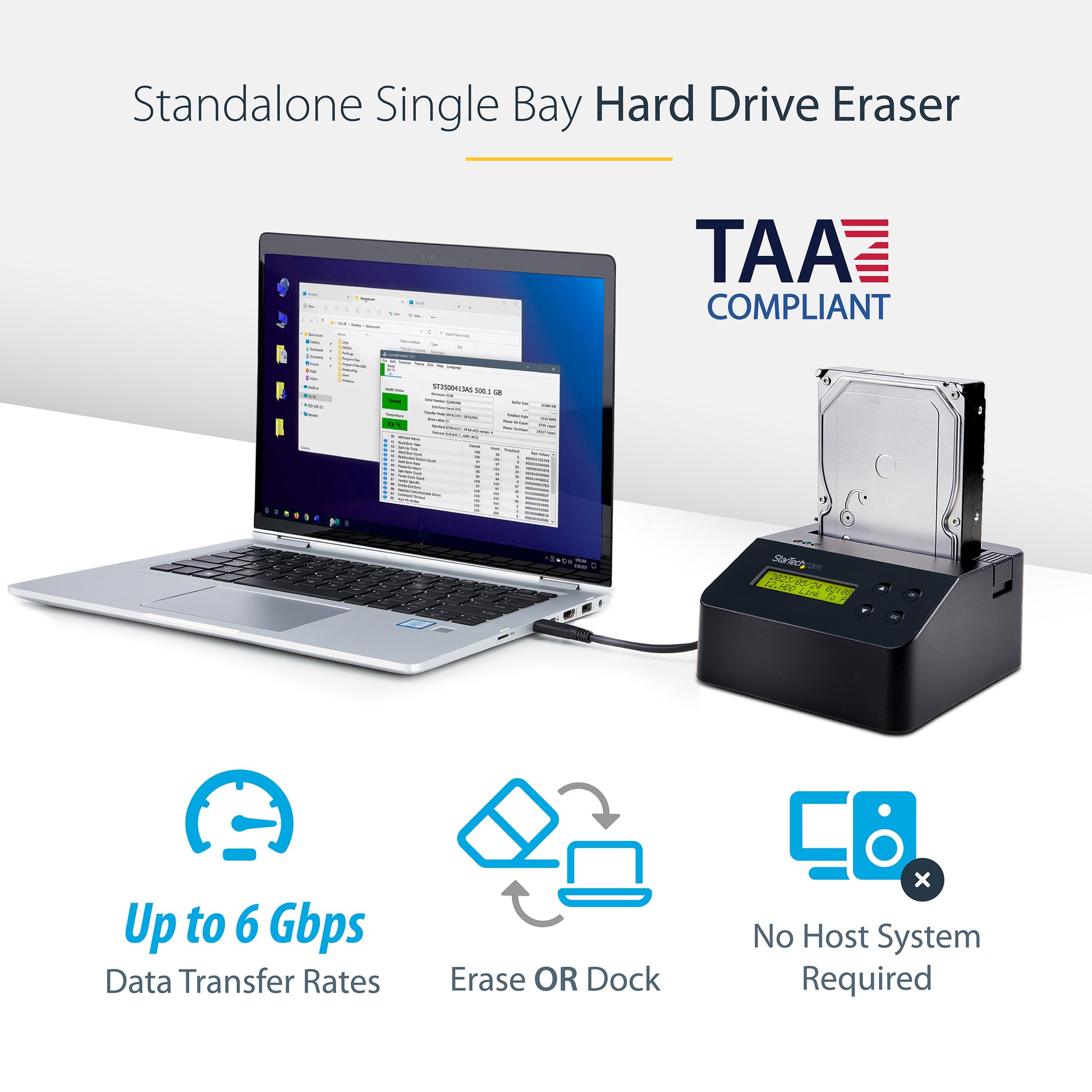 StarTech.com SDOCK1EU3P2 media duplicator HDD/SSD duplicator Black 1 copies