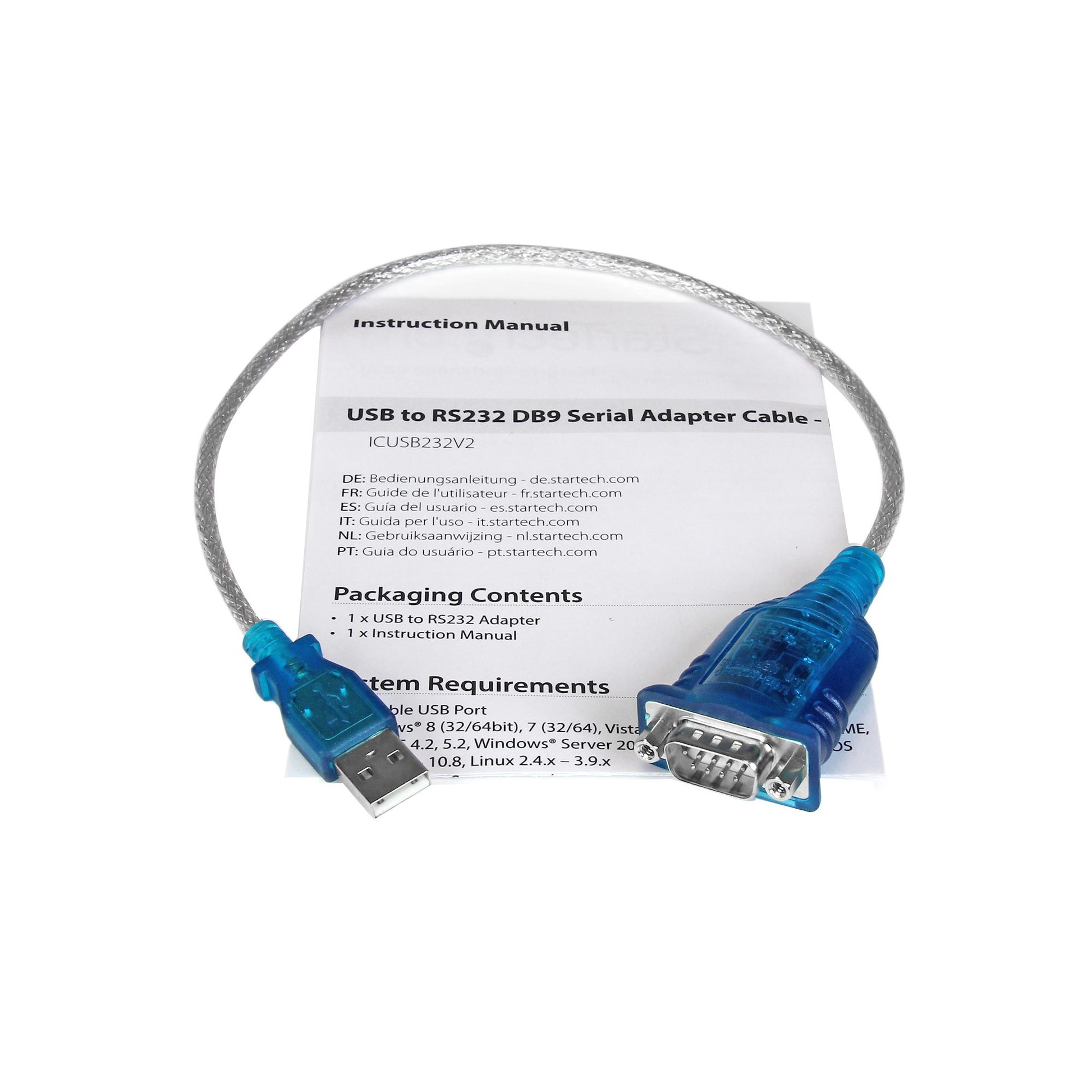 StarTech.com ICUSB232V2 serial cable Gray 16.9" (0.43 m) USB 2.0 Type-A DB-9