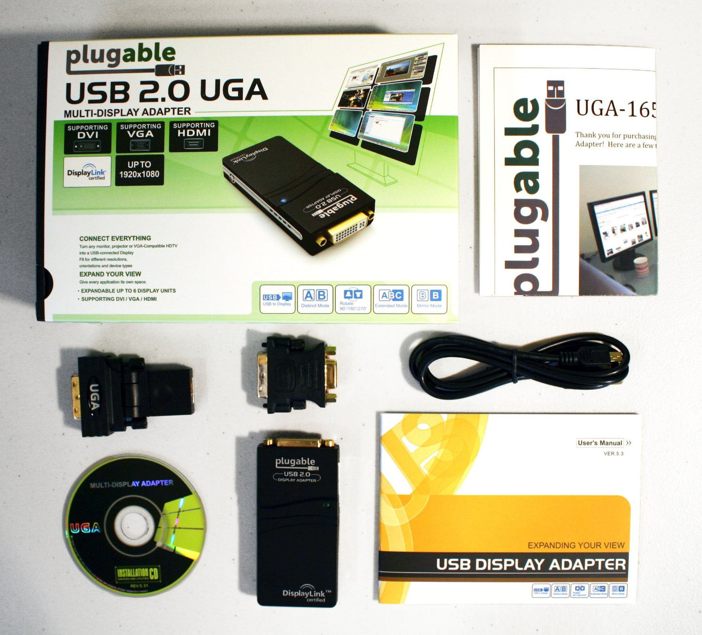 Plugable Technologies UGA-165 USB graphics adapter 1920 x 1080 pixels Black